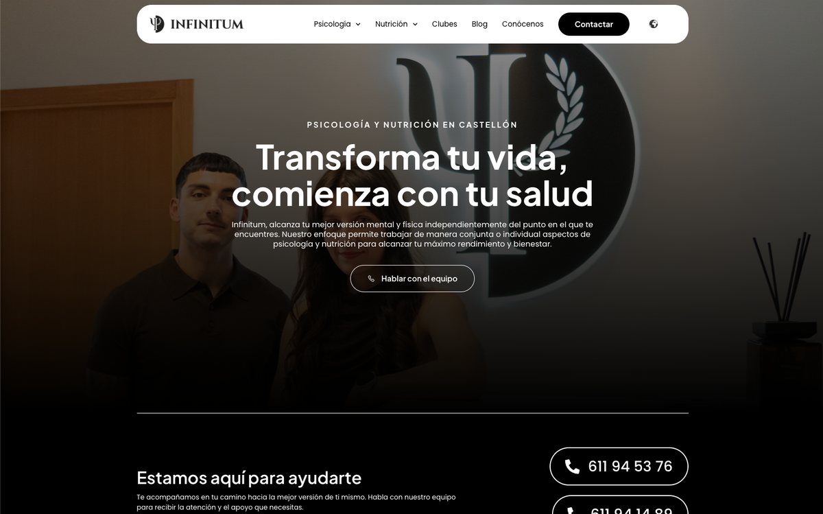 Captura de la web de Infinitum Salud